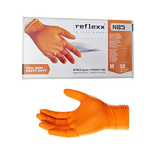 Manusi Mecanic Marimea M, Nitril Portocali Full Grip REFLEXX N85, 50 Bucati/Cutie
